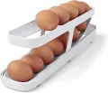 4 Layer Automatic Rolling Egg Holder Large Capacity Space Saving 30 Egg Container Plastic Egg Tray for Refrigerator Storage Box. 