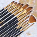 12Piece Nylon Bristle Brush Set, Nylon Flat Brushes Watercolor Brushes Oil Paint Brushes For Artists Amateur Acrylic Painting. 