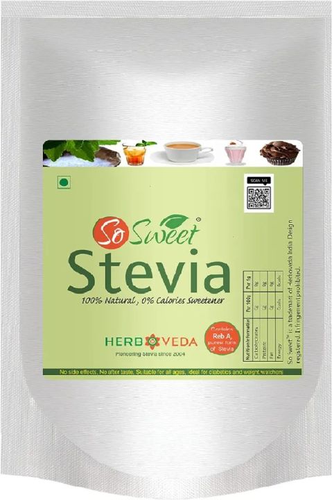 So Sweet Stevia Powder Sugar Free Natural Sweetener Zero Calorie (250 gm) -Keto & Diabetic Friedly
