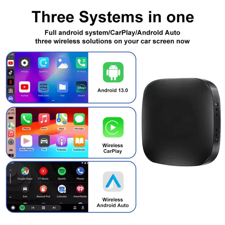 Android13 CarPlay Ai Box Wireless Box for Netflix YouTube Wireless ...