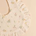 3pcs Hot Sell Children's Feeding Bib Set Cotton Muslim Baby Comfortable Drool Towel Ruffle Snap Button Infant Burp Cloth .
