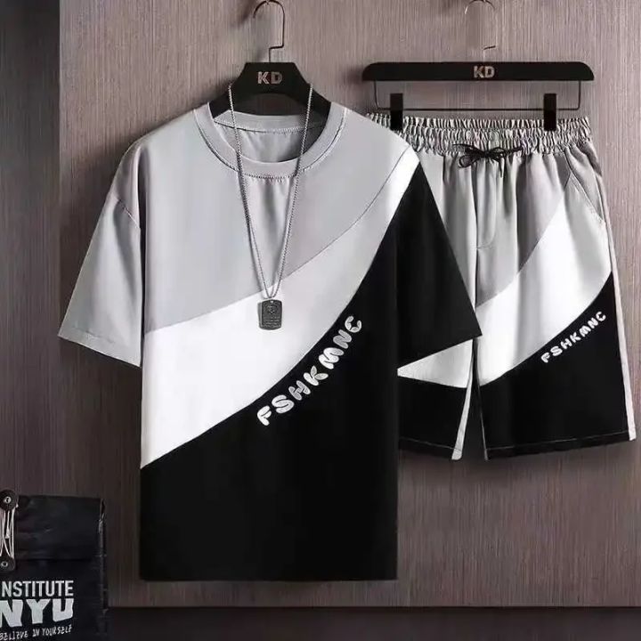 Summer%20T%20Shirts%20for%20Men%20Clothing%20Casual%20Gradient%20Men%20Set%20Tshirt%20Summer%20Running%20Men's%20Two-piece%20Oversize%20Gym%20Sport%20Short%20Pants%20-%20Image%203