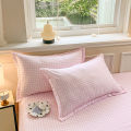 2pcs Set Pillowcase Envelope Style Plaid Couples Plain Ins 48x74cm Home Textile Household Bedroom Throw Pillow Case Pillow Cover.
