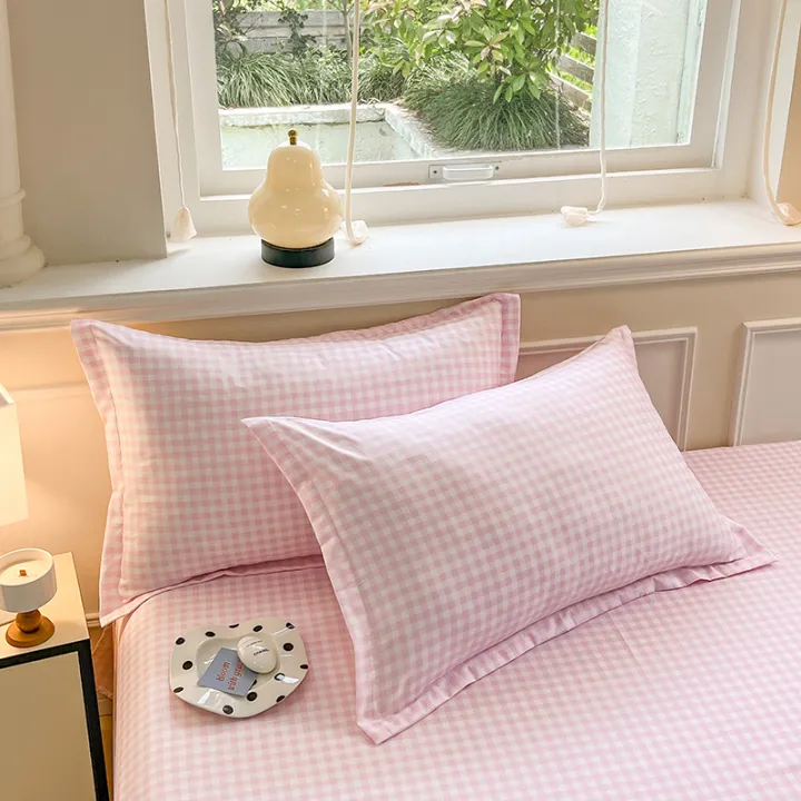 2pcs%20Set%20Pillowcase%20Envelope%20Style%20Plaid%20Couples%20Plain%20Ins%2048x74cm%20Home%20Textile%20Household%20Bedroom%20Throw%20Pillow%20Case%20Pillow%20Cover%20-%20Image%203