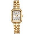 Luxury Ladies Fashion Quartz Watch Simple Scale Square Quality Gold Plated Women Watches Business Stainless Steel Folding Clock. 