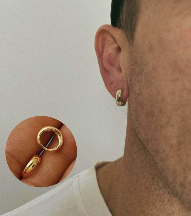 RajBi💕= Hoop Earring One PCs Gold Endless For Man