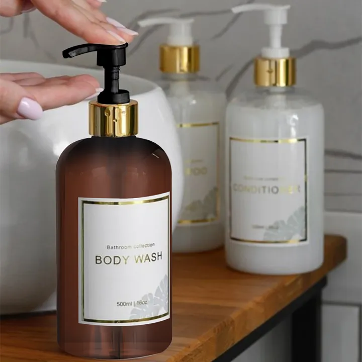 3pcs%20Bathroom%20Shower%20Dispenser%20Set%20Refillable%20Pump%20Clear%20Shampoo%20Conditioner%20Body%20Wash%20Dispenser%20Bath%20Soap%20Bottle%20-%20Image%204