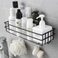 Bathroom Kitchen Punch Corner Frame Shower Shelf Wrought Iron Shampoo Storage Rack. 