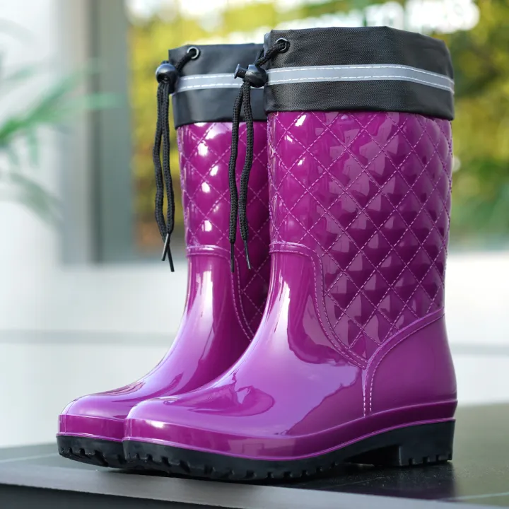 Minimalist%20style%20outdoor%20work%20kitchen%20anti%20slip%20waterproof%20drawstring%20drum%20mouth%20all%20season%20universal%20women's%20rain%20boots%20-%20Image%204