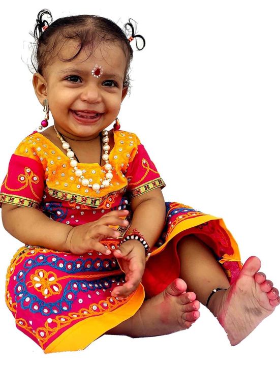 Radha%20Dress%20For%20Girls%20Krishna%20Janmashtami%200-10%20years%203pcs%20Set%20Multicolour%20-%20Image%209