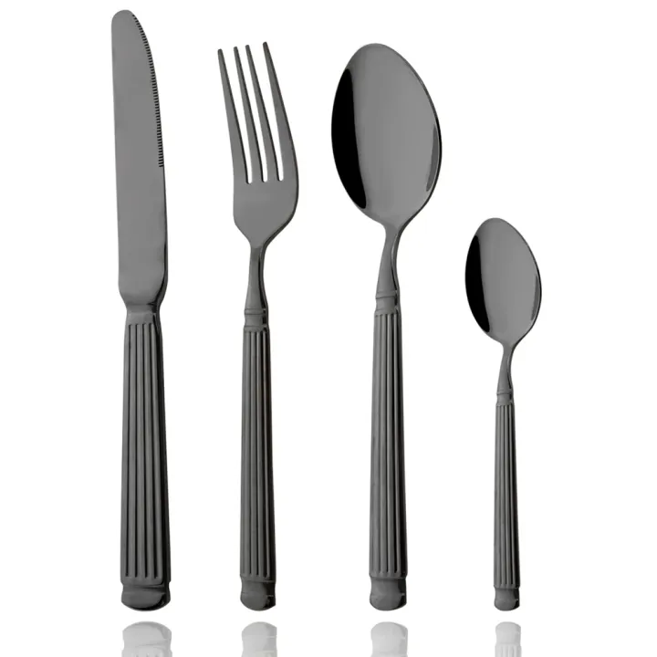 4Pcs%20Black%20Tableware%20Stainless%20Steel%20Dinnerware%20Set%20Western%20Dinner%20Knife%20Fork%20Spoons%20Flatware%20Mirror%20Kitchen%20Home%20Cutlery%20Set%20-%20Image%207