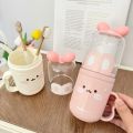 Compact Portable Cartoon Toothbrush Box Mouthwash Cup Plastic Travel Wash Cup.