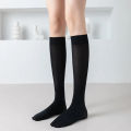 Solid Color JK Woman Socks Thin Knee High Socks Cute Black White Lolita Long Socks Girls Kawaii Cosplay Nylon Stockings. 