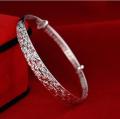 Classic Fashion Silver Color Adjustable Round Bangle Women Plated Bracelet Tibetan Carved Cuff Bangles Wedding Party Accessories. 
