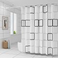 Simple style black and white large square bathroom shower curtain light opaque bathing more comfortable dry and wet separation.
