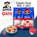 Quaker Rolled Oats Natural Wholegrain COMBO PACK 1kg+1kg. 