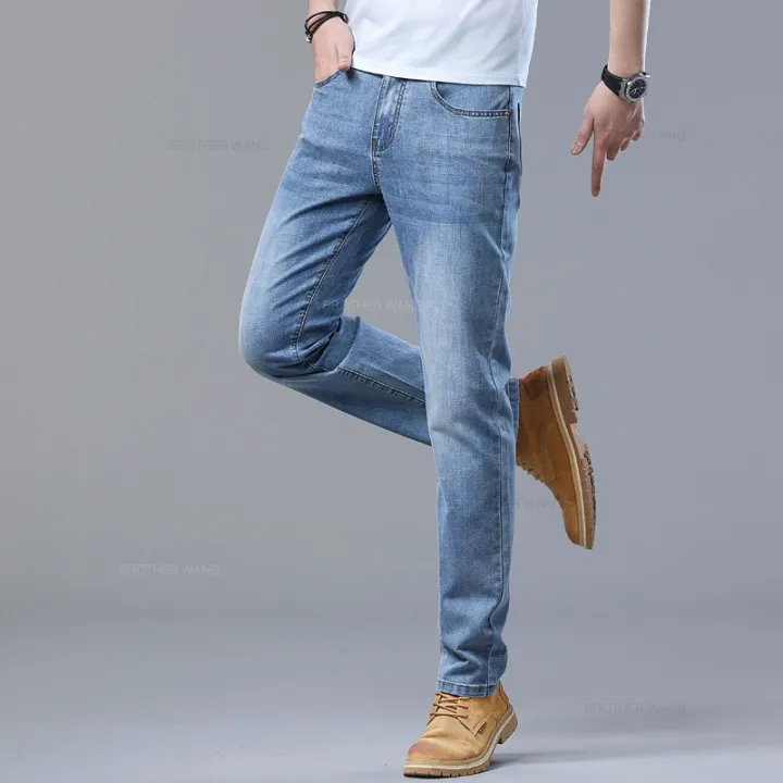 2024%20Spring%20and%20Summer%20Thin%20Men's%20Light%20Blue%20Jeans%20Classic%20Style%20Business%20Fashion%20Stretch%20Fabric%20Straight%20Pants%20Male%20Brand%20-%20Image%203