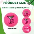 Novelty Golf  for Men Unique, 3 Pcs Pink Golf Balls with  Box, Cool Accessories for Golfers and Father's Day . 