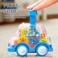 Children's Cartoon Press Gear Car Toy Lnertia Pull-back Transparent Car Baby Puzzle Sliding Toy Child Boy Girl 1-3 Year Old Gift. 