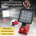 New 16 Beads LED With USB Work Light Portable Lanterns Lamp Spotlight  for Milwaukee Camping Equipment Accessories Outdoor. 