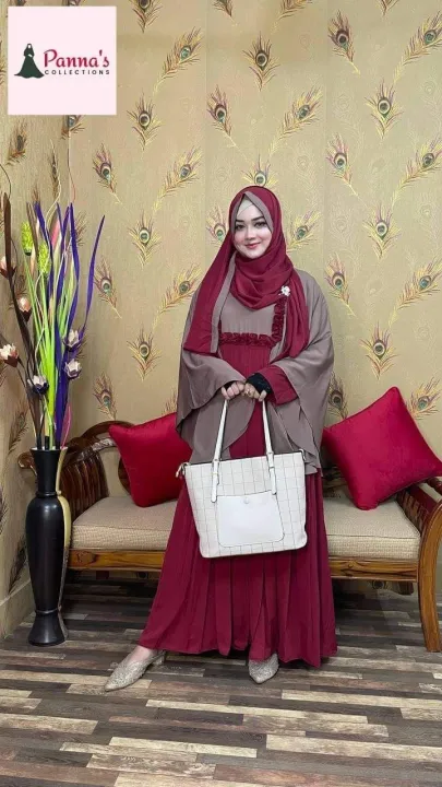 Mohona Angel Borkha Butterfly Sleep Dubai Cherry Georgette for women muslim Outwear.