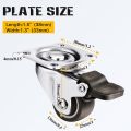 4 Pcs Low Profile Casters Wheels 1 Inch Soft Rubber Swivel Caster Small Silent Casters with 360 Degree Top Plate and 12 Screws. 