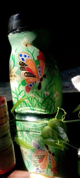Hand painted glass jar 500 ml - Green