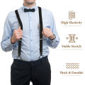 Men Button Suspenders Adjustable lastic Y Shape Tuxedo Suspender with Leather Buttons End Long Lasting Stretch Ultimate Fashion.