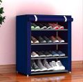 4 Layer Foldable Shoe Rack Single Cabinet Shoe Wardrobe With Cover (Colors May Vary). 