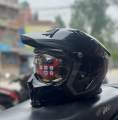 Spyder Core - Gloss Black Hybrid Face Motorcycle Helmet. 