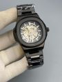 Ghani Watches Premium Skeleton Automatic Watch – Steel Chain | Master Lock | Transparent Back. 