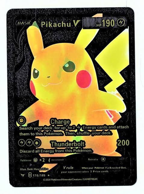 Pokemon Pikachu V 190HP Black Foil Fan Art Card 170/185