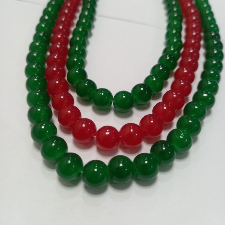 8Mm%20Green%20And%20Red%20Marble%20Beads%203%20Layer%20Necklace%20-%20Image%204
