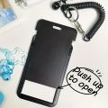 Retractable Card Holder Keychain Star Pendant Cute Cartoon Pattern Durable Plastic Metal Clip Open Ring Compact Functional.