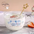Korean style glass milk cup Milk Cup with handle feeding Cereal Milk Cup. 