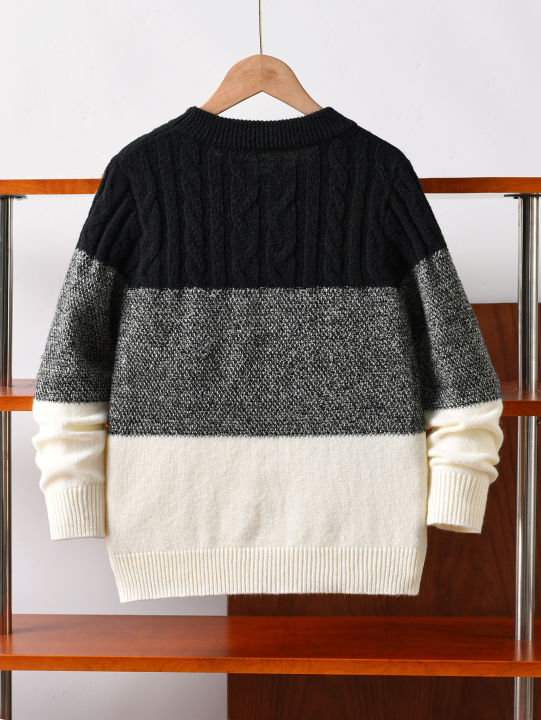 Boys'%20college%20style%20striped%20sweater%20knitted%20pullover%20suitable%20for%20daily%20leisure%20in%20spring,%20autumn,%20and%20winter%20-%20Image%202