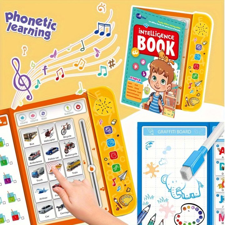 NEW Kids' English Learning Intelligence Touch Book, Early Education Knowledge with Sound Function, Reusable Pen, Birthdays 