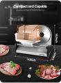 Meat Slicer 150W Electric Deli Food Slicer with 1 Removable 7.5" Stainless Steel Blade, Adjustable Thickness for Home Use, Child Lock Protection, Easy to Clean, Cuts Meat,. 