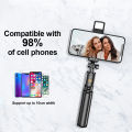 Wireless Selfie Stick Tripod Stand with Light Bluetooth Remote Extendable for iPhone Mobile Phone Tk Live Streaming. 