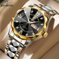 BINBOND Men Watch Stainless Steel Top Quailty Luxury Push Button Hidden Clasp Waterproof Luminous Date Week Sport Wrist Watches. 