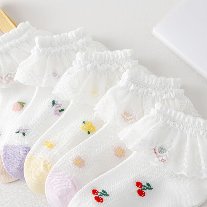 5Pairs/Set%20Children's%20Cotton%20Boneless%20Socks%20Princess%20Lace%20Ruffle%20Mesh%20Breathable%20Socks%20Kids%20Printed%20Dance%20Short%20Sock%201-15%20Years%20-%20Image%205