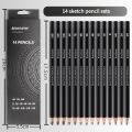 14Pcs Professional Sketch Pencil Set HB 2H 4H B 2B 3B 4B 5B 6B 7B 8B 10B 12B 14B Graphite Art Hand-Painted Pen School Stationery. 