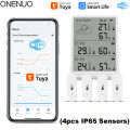 New Tuya WiFi Weather Station Thermohygrometer Gateway&2/4/6/8/10 pcs Outdoor IP65 Waterproof 433mhz Temperature&Humidity Sensor.