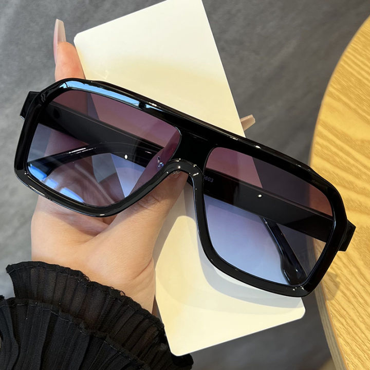 Hiking%201pcs%20Oversized%20Square%20Anti%20Light%20Glasses%20Women%20Men%20Thick%20Frame%20Brand%20Eyewear%20Female%20Fashion%20Chic%20Polygon%20Black%20Shades%20-%20Image%203