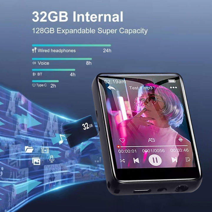 Metal%20MP3%20Player%20Bluetooth%205.4%20HiFi%20MP3%20Music%20Player%20Built-in%20Speaker%202.4inch%20Touch%20Screen%20MP4%20Player%20with%20E-book/Recording%20-%20Image%204