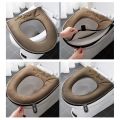 1Pc Universal Toilet Seat Cover Soft WC Mat Bathroom Washable Removable Zipper with Flip Lid Handle Waterproof Household.