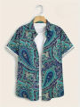 Hawaii Shirts for Men 3D Paisley Graphic Short-sleeved T-shirt Casual Lapel Buttons Male Tops Summer Oversized Bohemian Man Tees.