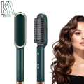 909 2-in-1 Hair Straightener Brush And Curling Comb – Fast Heating, Anti-Scald Ceramic Ionic Hot Comb - Smooth And Frizz-Free Styling At Home Or Travel - Adjustable Temperature - Salon Results For Women And Girls - HQT-909B Hair Styler. 