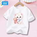 2025 Cute Bear Print Graphic T Shirts for Kids Clothes Cotton Loose Short Sleeve Tops Girls Casual Tees Children's Clothing XWW1. 