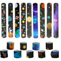 12Pcs Space Theme Slap Circle Glitter Sequins Slap Pop Circle Bracelet For Baby Shower Birthday Party Decor Kids Gifts. 
